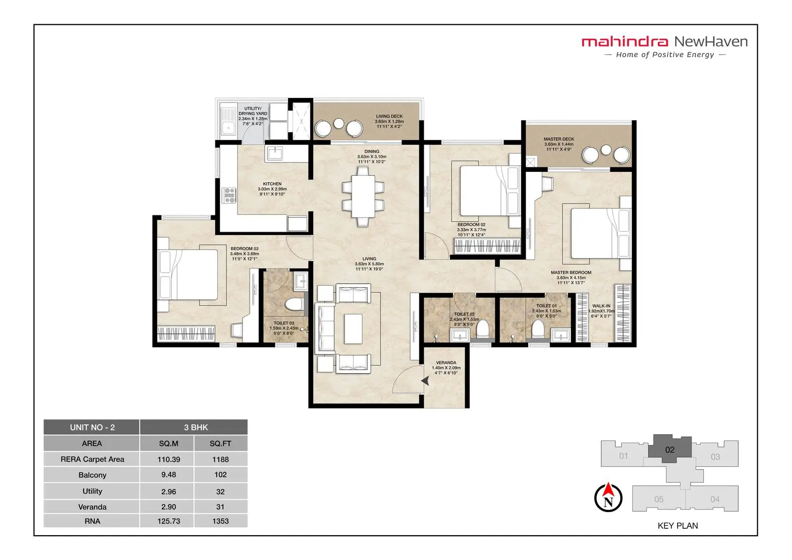 mahindra newhaven 3 bhk floor plan