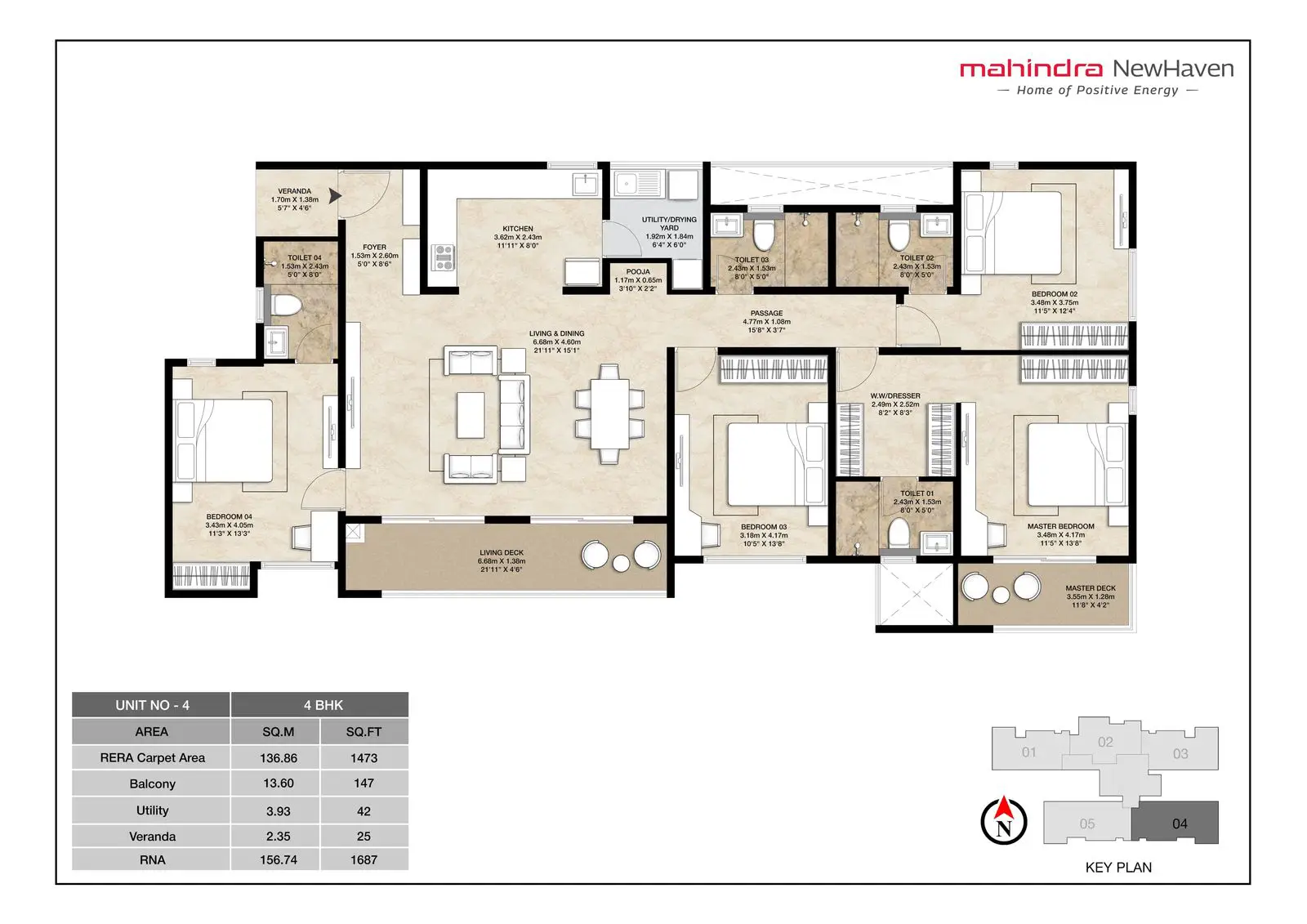mahindra newhaven floor plan 4 bhk